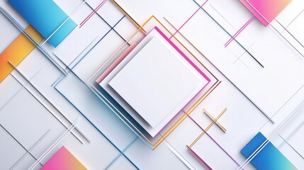 Poster - Modern Minimalistic Geometric Design with Colorful Lines and Borders on a Subtle Background