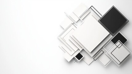 Poster - Modern Minimalistic Geometric Design with Black and White Shapes Creating a Stylish Border Effect