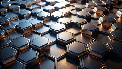 Poster - Abstract Hexagonal Metallic Structure with Depth and Texture