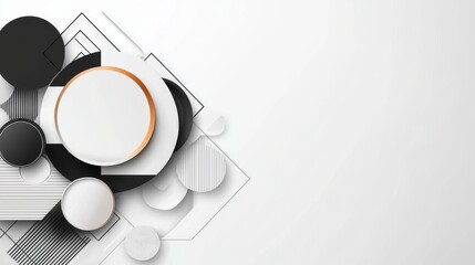 Poster - Stylish Geometric Lines and Borders with Elegant Patterns in Monochromatic Color Palette
