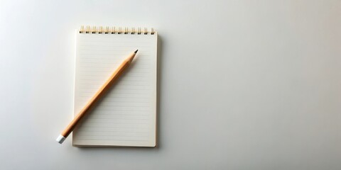 Aufkleber - Blank spiral notebook and wooden pencil on a white surface ready for ideas