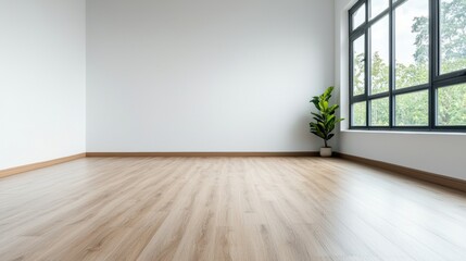 Poster - Empty office room with large window and wooden floor