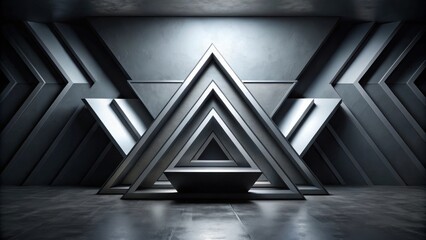 Poster - Abstract Geometric Display with Triangular Forms and Dark Grey Tones