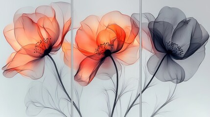 Sticker - Transparent floral triptych.