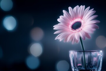Poster - A glowing single flower under UV light, showcasing its fluorescence with sharp, isolated details