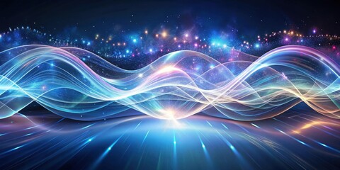 Poster - abstract cosmic waves of light and energy a vibrant, glowing, energetic background