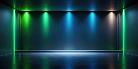 Aufkleber - Empty stage with vibrant neon lighting and dark walls