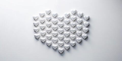 Aufkleber - A collection of small, white hearts arranged in a heart shape on a white background