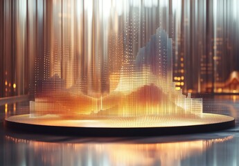 Poster - Futuristic Data Visualization with Abstract Shapes and Glowing Lights Creating a Dynamic Sense of Movement and Technology in a Modern Environment