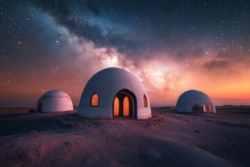 Poster - A magical depiction of Uzbekistan architecture glowing under an ethereal aurora, with the domes and minarets illuminated by soft, mystical light