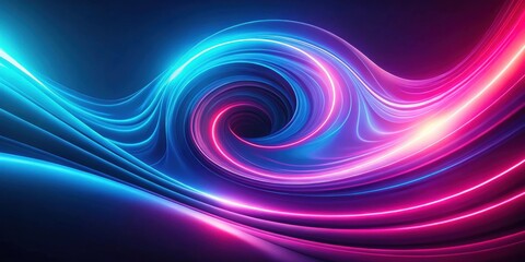 Poster - Abstract swirling neon light patterns, vibrant blue and pink hues, dynamic energy flow