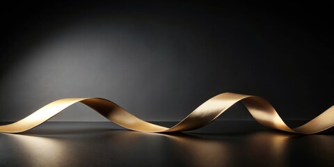 Poster - Elegant Golden Ribbon on Dark Background, Perfect for Luxury Branding and Festive Designs
