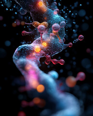 Poster - Abstract representation of molecular pathway with vibrant colors and details