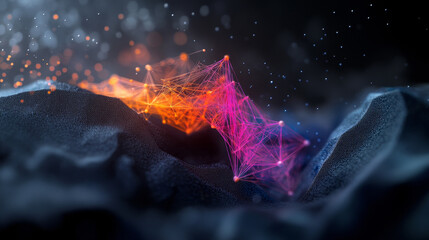 Poster - Abstract art of molecular structure with vibrant colors and textures