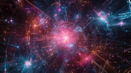 Poster - A high-tech abstract background featuring a luminous network of digital nodes and connecting lines.