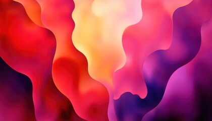 Poster - Colorful abstract painting with red, yellow, and purple hues. The painting has a sense of movement and energy, with the colors blending and flowing together. Banner, poster, background, Copy space