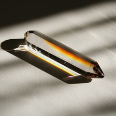 Poster - Captivating crystal prism reflecting light indoor studio still life photography modern minimalism close-up optical illusion