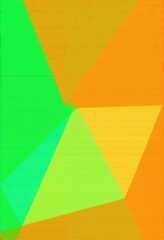 Poster - Colorful abstract painting with green and orange tones. The painting is made up of triangles and squares, and the colors are vibrant and bold. Banner, poster, background, Copy space
