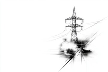 A simple line art depiction of an electric tower, with bold, clean lines against a white background