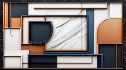 Poster - Modern Geometric Decorative Art with Lines and Borders in Elegant Colors for Contemporary Design Projects