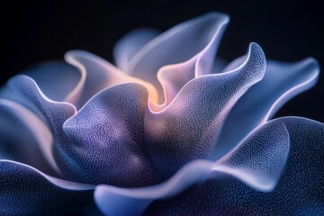 Poster - A single glowing flower petal under UV light, with delicate patterns and textures standing out vividly