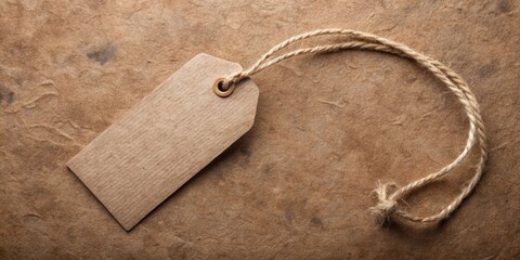Aufkleber - Rustic Brown Paper Tag with Twine on Aged Texture Background