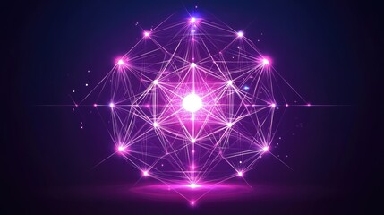 Poster - Digital connections radiating from a central point with neon glow effects for app interface design.