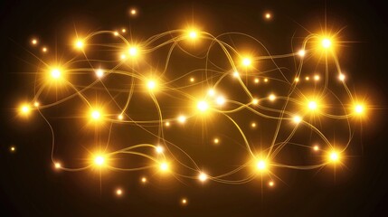 Poster - Glowing circuit-like network on a dark background, designed for technology-based mobile apps.