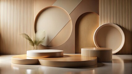 Poster - Elegant Minimalist Product Display with Neutral Tones and Geometric Shapes