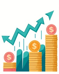 Poster - Illustration flat art pastel cartoon of business, Colorful Flat Illustration of Growth and Investment Concept