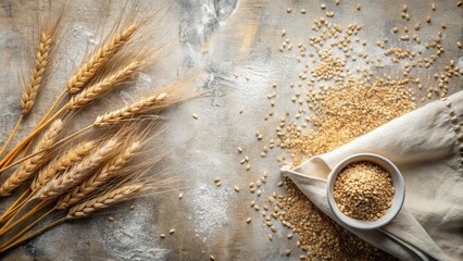 Aufkleber - Golden Wheat and Grains Rustic Still Life of Cereal and Sheaves