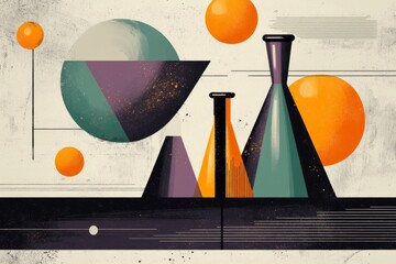 Poster - A vintage-style poster of UV light use in a laboratory, featuring hand-drawn illustrations of glowing objects and muted purple and green tones with retro typography
