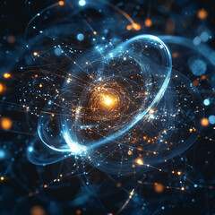 Poster - Dynamic cosmic energy sphere abstract universe digital art vibrant colors close-up view science concept
