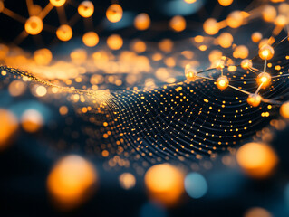 Poster - Dynamic data visualization abstract network digital art dark background close-up view exploring connectivity concepts