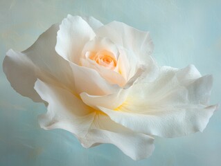 Poster - Artistic white rose macro shot floral high-resolution textures soft background captured beauty