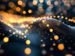 Fototapete - Digital light wave animation abstract space 3d visualization futuristic environment close-up view conceptual art for modern design