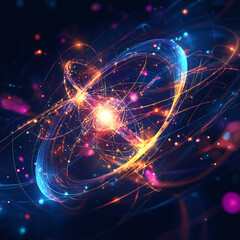 Fototapete - Dynamic cosmic energy visualization outer space abstract art digital environment close-up view theoretical physics concept