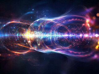 Poster - Dynamic energy waves abstract digital realm visual art futuristic environment vibrant viewpoint conceptual exploration