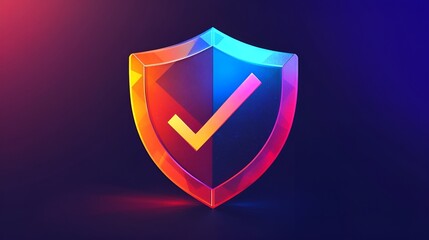 Poster - abstract shield icon with a checkmark, symbolizing resilience and success.