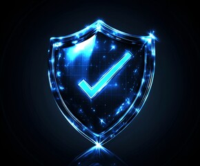 Poster - abstract shield icon with a checkmark, symbolizing resilience and success.