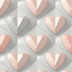 Aufkleber - Geometric heart texture with pastel pink and gray 3D pattern design