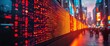 © Design By Reiga - Illuminated stock ticker in city at night.