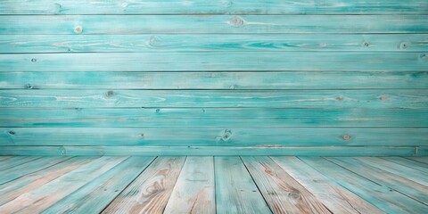 Poster - Aqua-Colored Wooden Room Interior Background Perfect for Design Projects