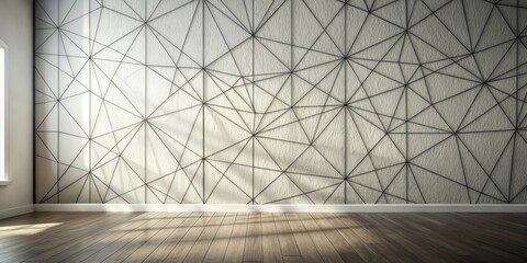 Poster - Empty Room with Geometric Wall Design and Hardwood Floor