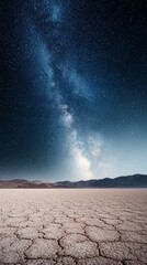 Wall Mural - desert with starry sky at night with copy space vertically 9:16
