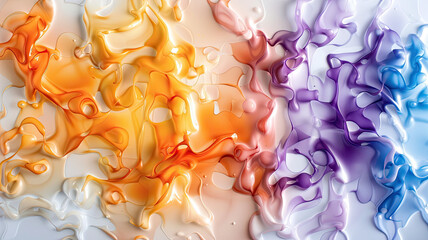 Poster - Abstract fluid art with vibrant orange, purple, and white hues blending seamlessly
