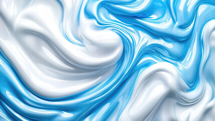 Poster - Dynamic swirls of metallic silver and electric blue create fluid abstract design