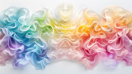 Poster - Colorful abstract ruffled fabric with smooth gradient transitions and soft texture