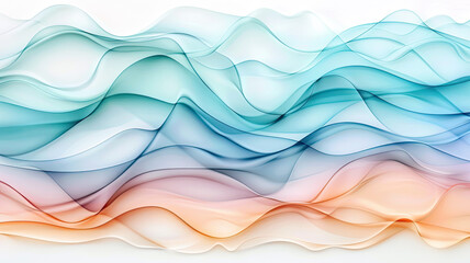 Poster - Abstract pastel waves in soft gradient tones create calming visual flow