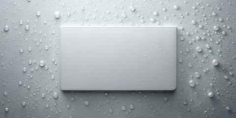 Poster - Blank rectangle on a water-drop-covered surface, ideal for presentations, product displays, and design concepts